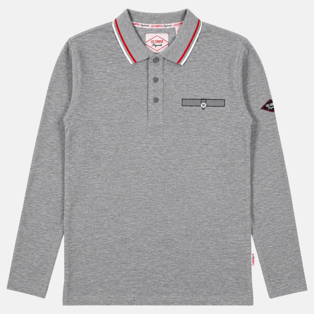 Polo manches longues, poche poitrine CLUB HOUSE gris, LEE COOPER