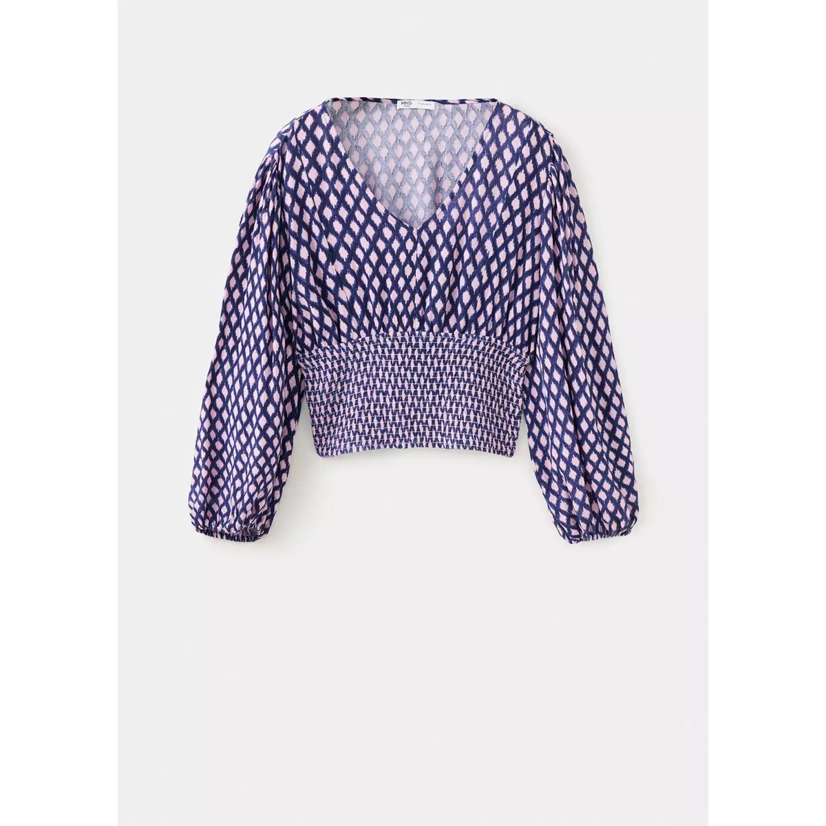 Chemise imprimée à empiècement froncé rose, MANGO TEEN
