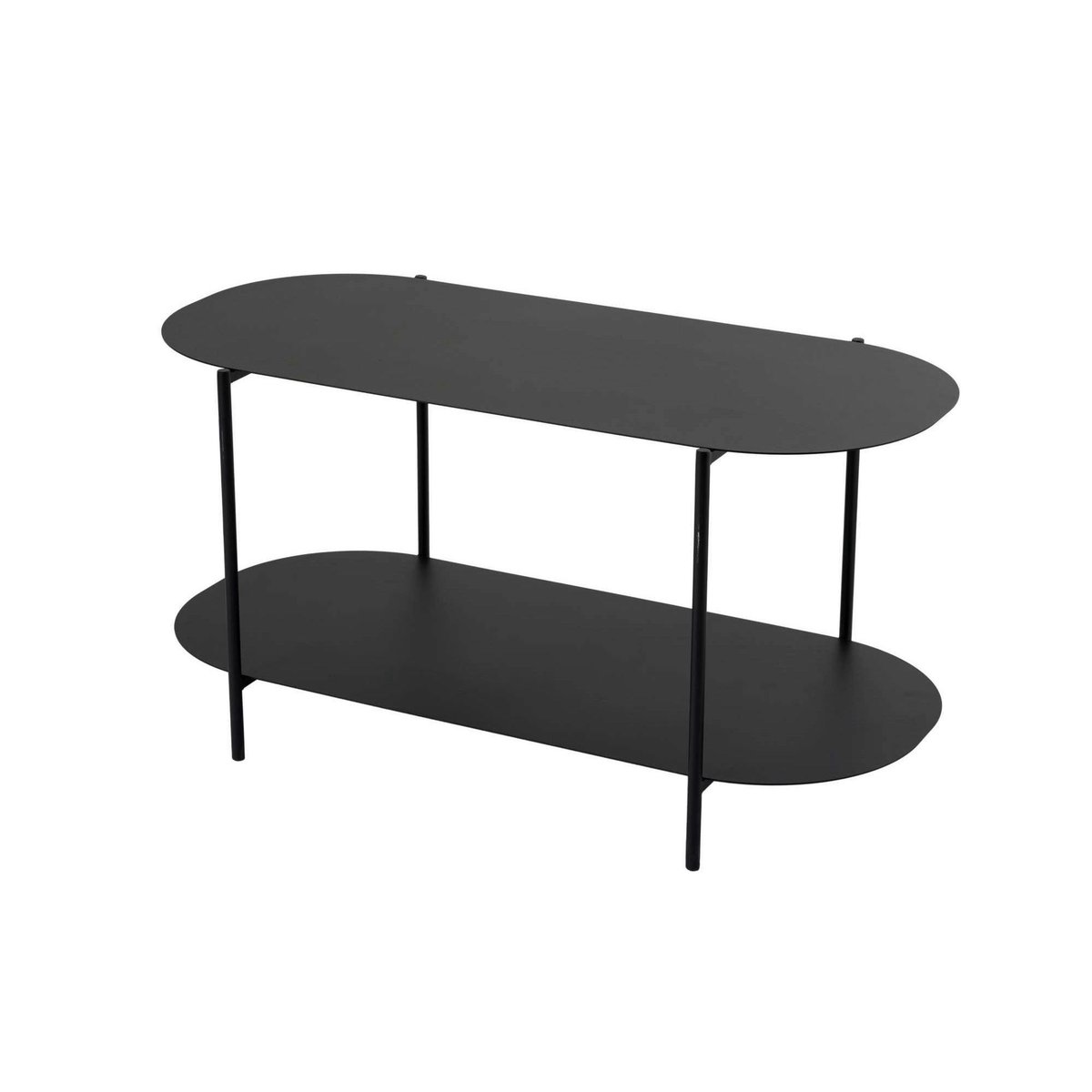 Table basse ovale double plateau en métal SFAX noir, PIER IMPORT