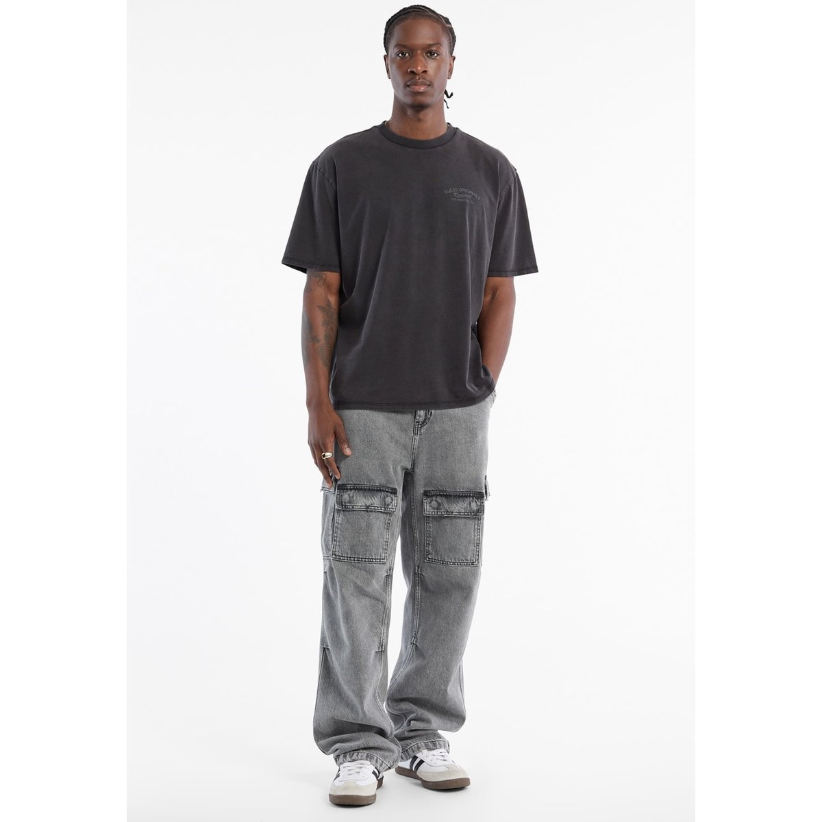Pantalon Cargo En Jean gris, GUESS