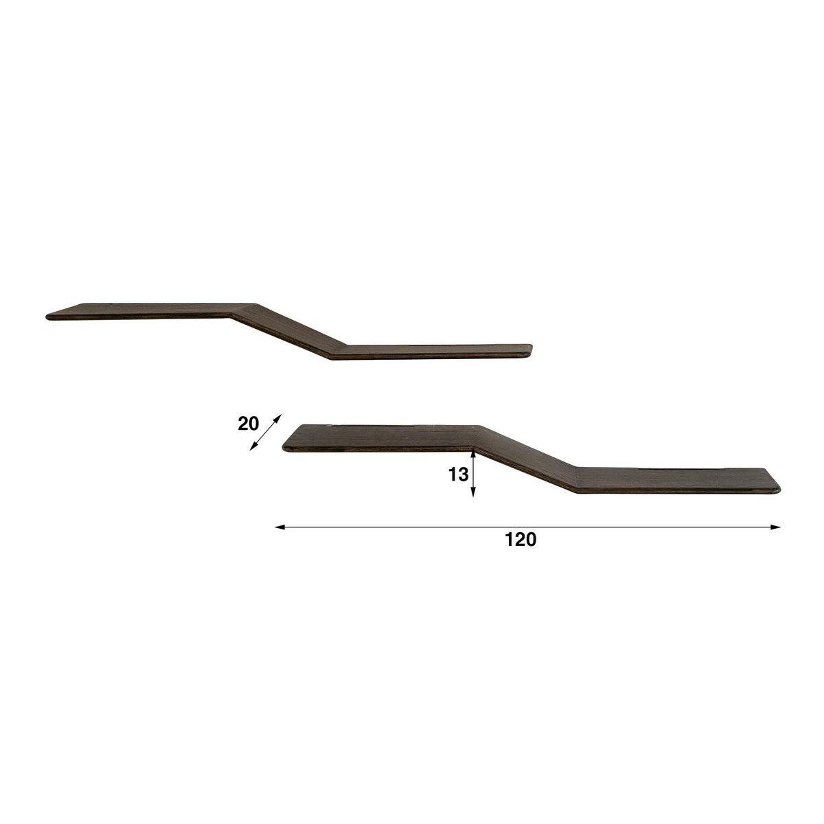 Étagère murale design en S teck recyclé foncé (lot de 2) YOGI bois naturel, PIER IMPORT