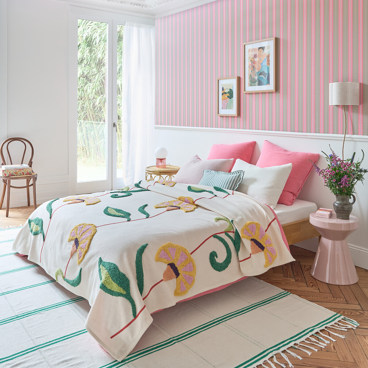 Dessus de lit coton tufté, Palema multicolore, LA REDOUTE INTERIEURS