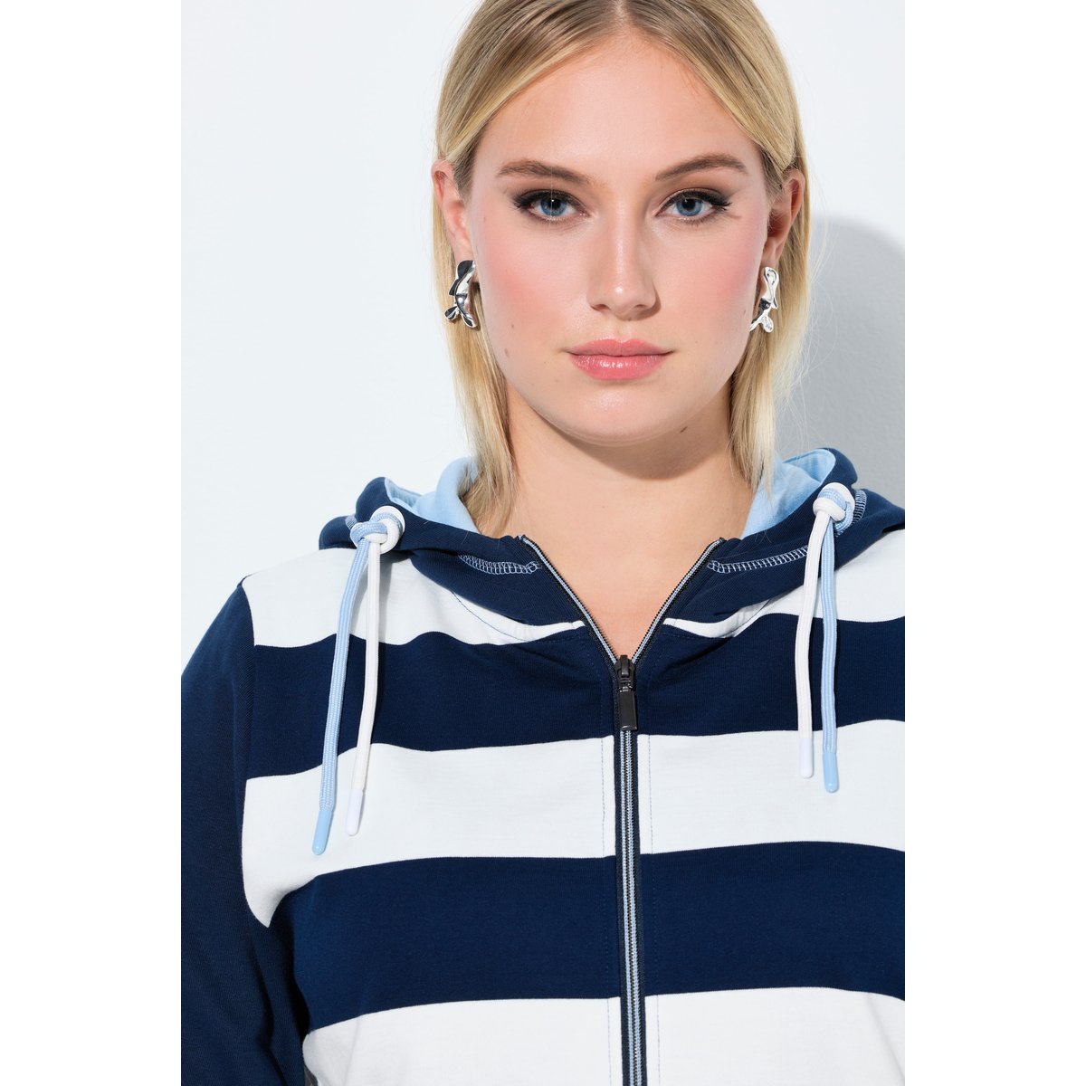 Veste en molleton à rayures bleu encre, ULLA POPKEN