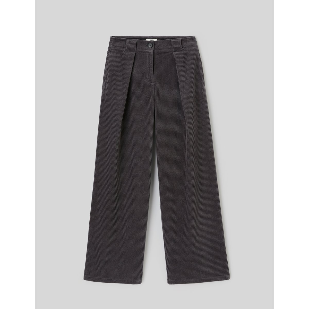 Pantalon large en velours gris foncé, BZB