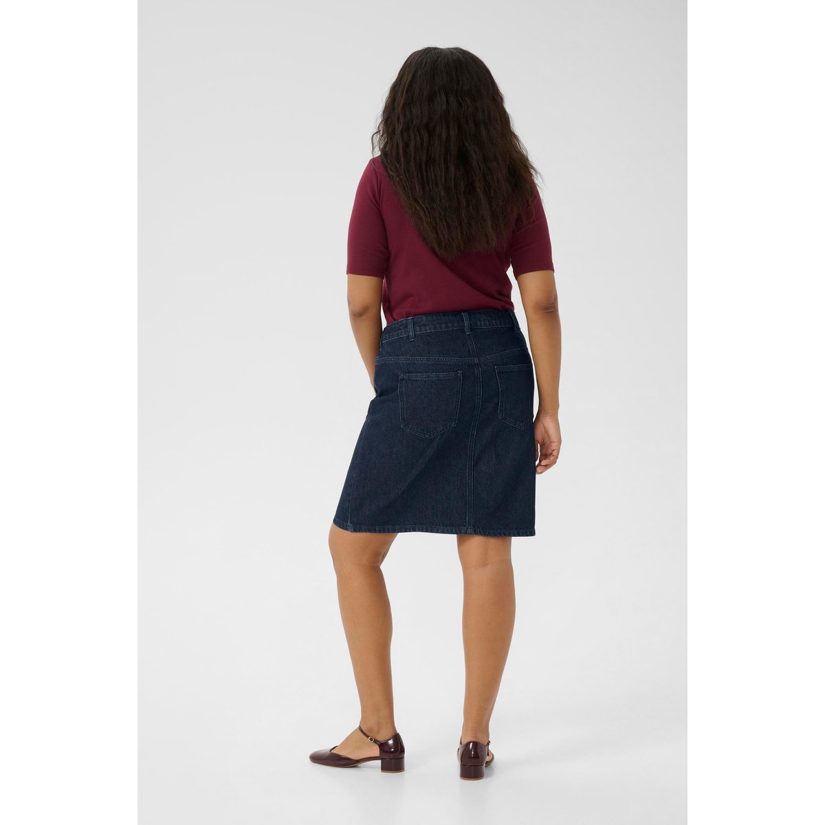 Jupe en jean bleu dark blue denim, KAFFE CURVE