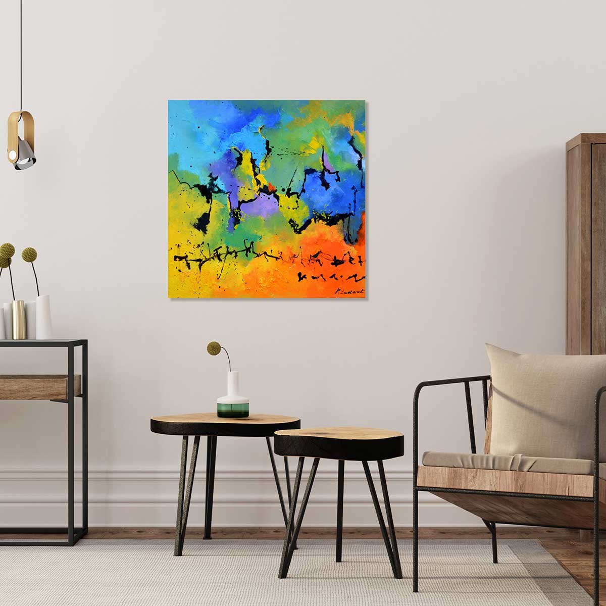 Tableau abstrait deco blue limit tableau alu dibond, HEXOA