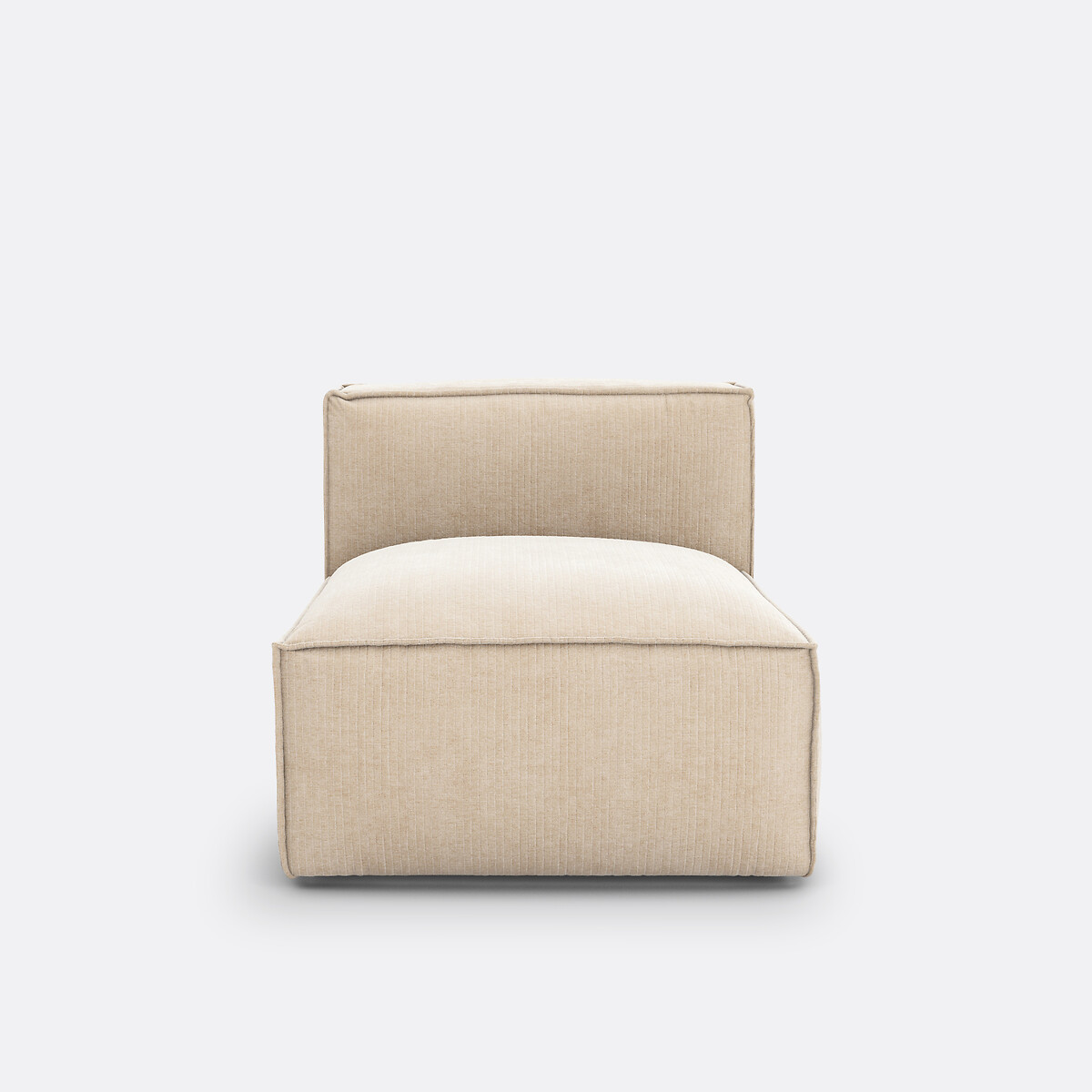 Fauteuil voor modulaire bank, in vintage ribfluweel, Seven ecru, LA REDOUTE INTERIEURS