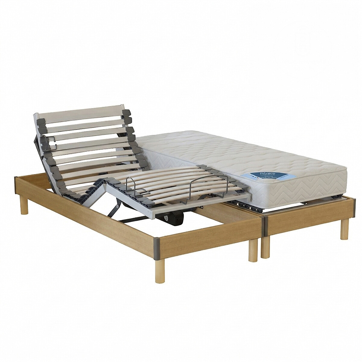 Ensemble lit électrique à lattes bois, matelas mousse, soutien ferme et pieds chêne, LA REDOUTE INTERIEURS