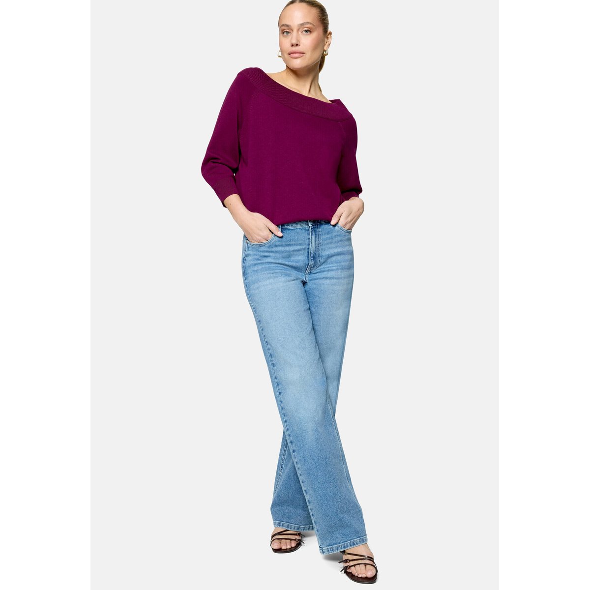Pull en maille mit carmenausschnitt magenta purple, ZERO