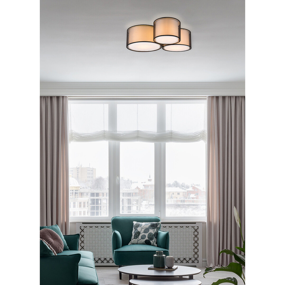 Candeeiro de teto Burton, TRIO Lighting preto/branco, TRIO LIGHTING