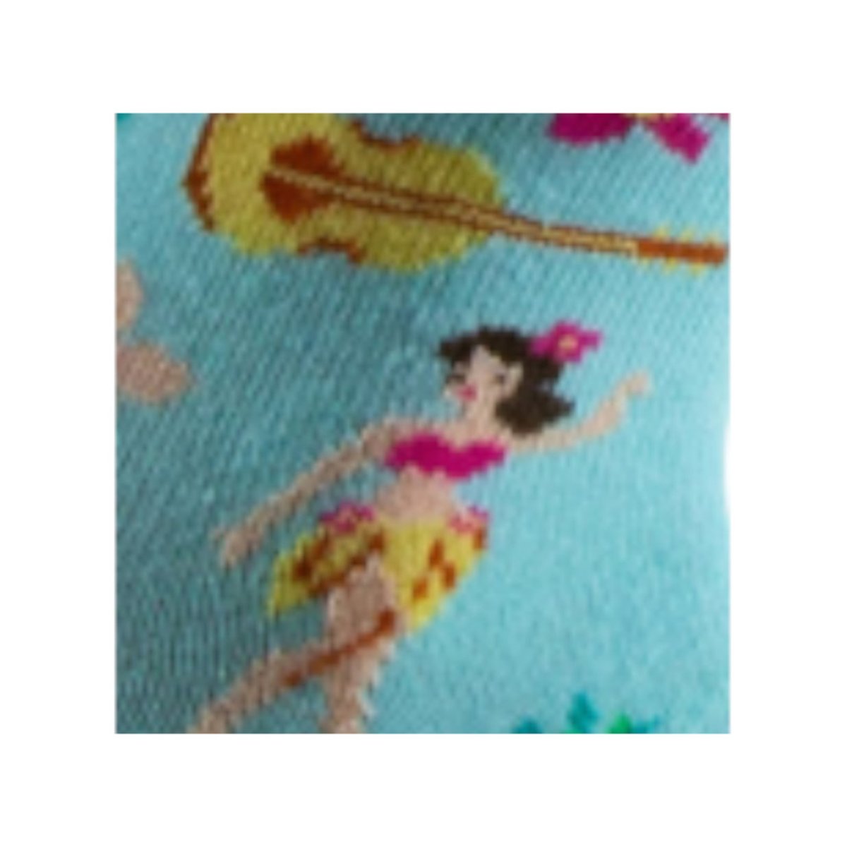 Socquettes jersey fantaisie all over vahinés en coton majoritaire turquoise, KINDY