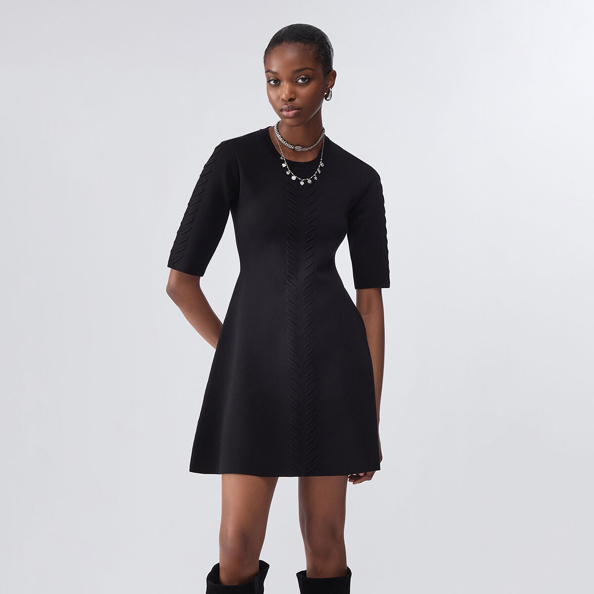 Robe en maille évasée noir, LIU JO