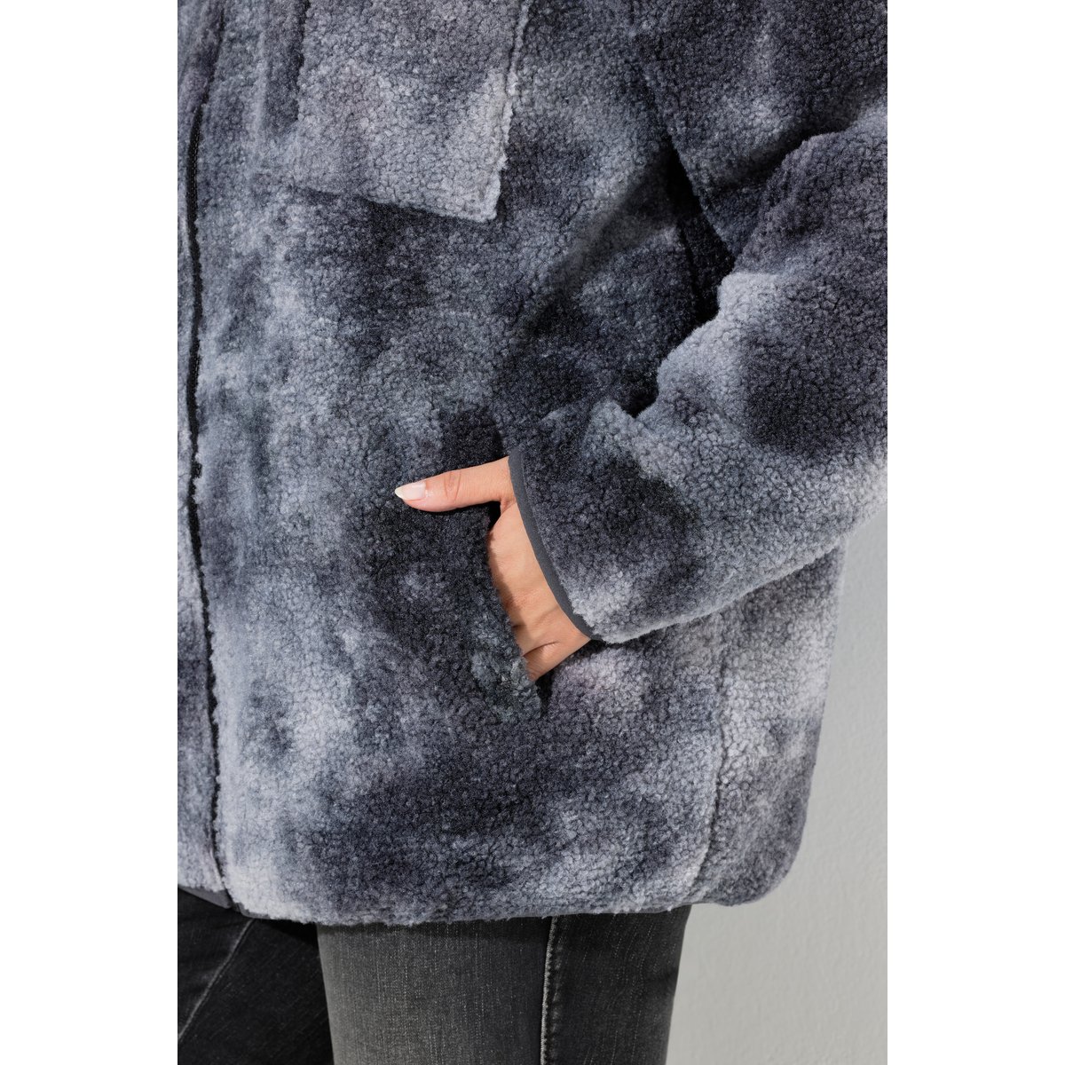 Veste polaire très douce à col montant gris graphite, ULLA POPKEN