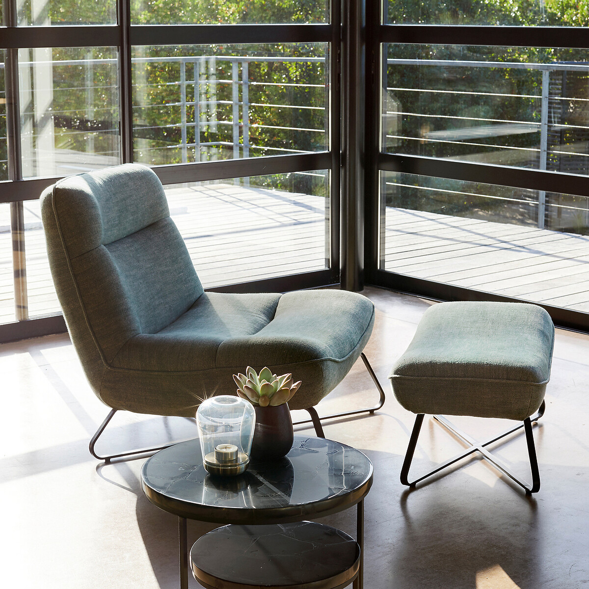 Fauteuil toile en lin, Helma vert grisé, AM.PM