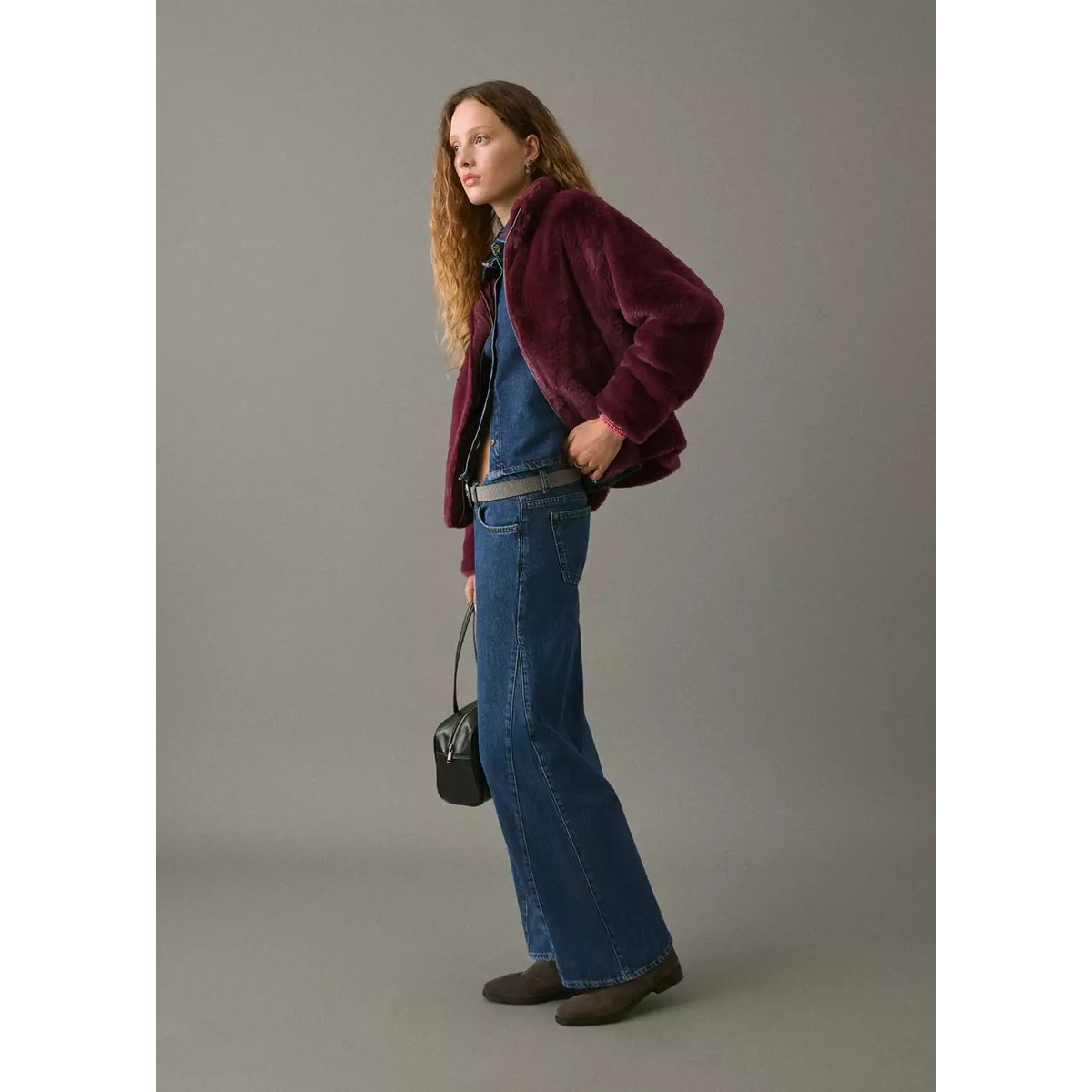 Manteau effet peluche grenat, MANGO TEEN