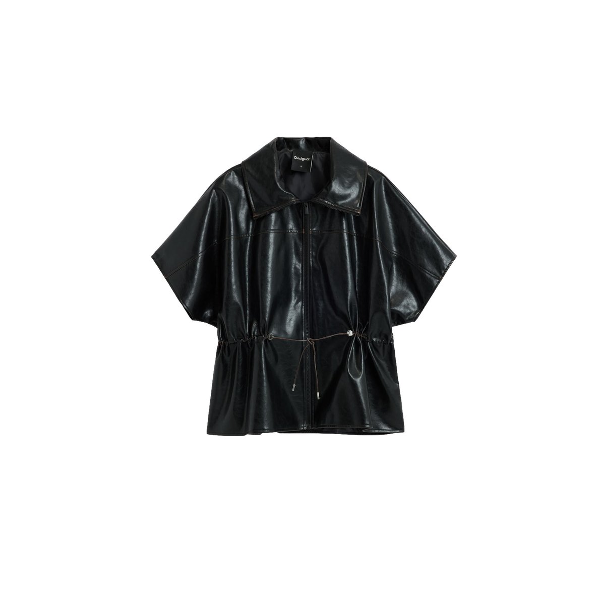 Poncho effet cuir noir, DESIGUAL