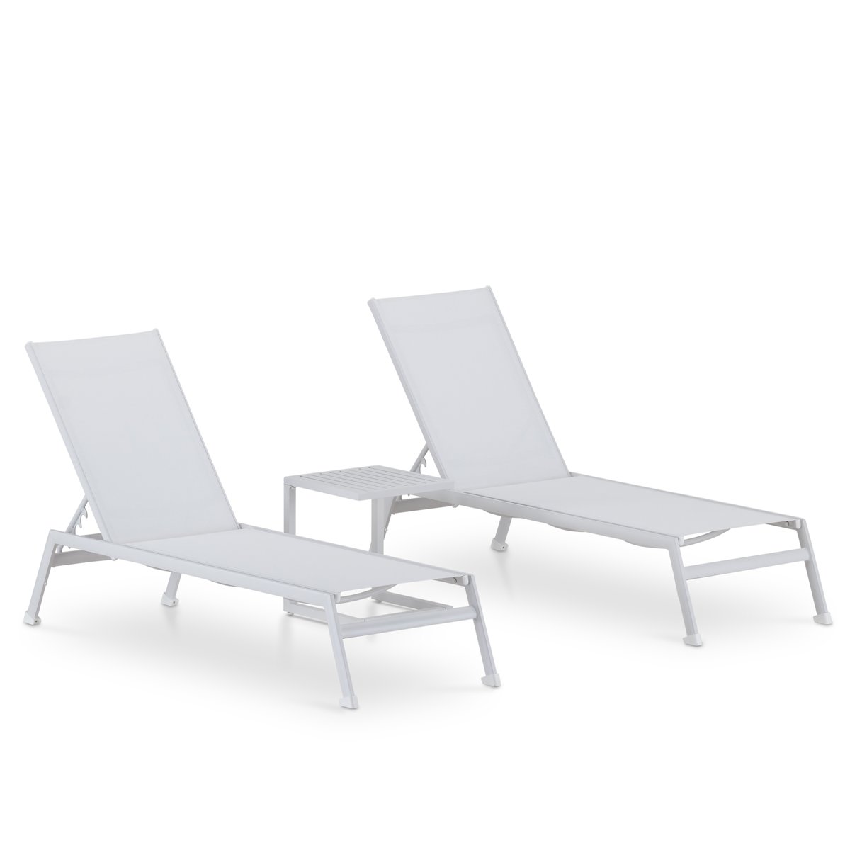 Set 2 transats et table, PUNTA CANA blanc, DEFORA HOME