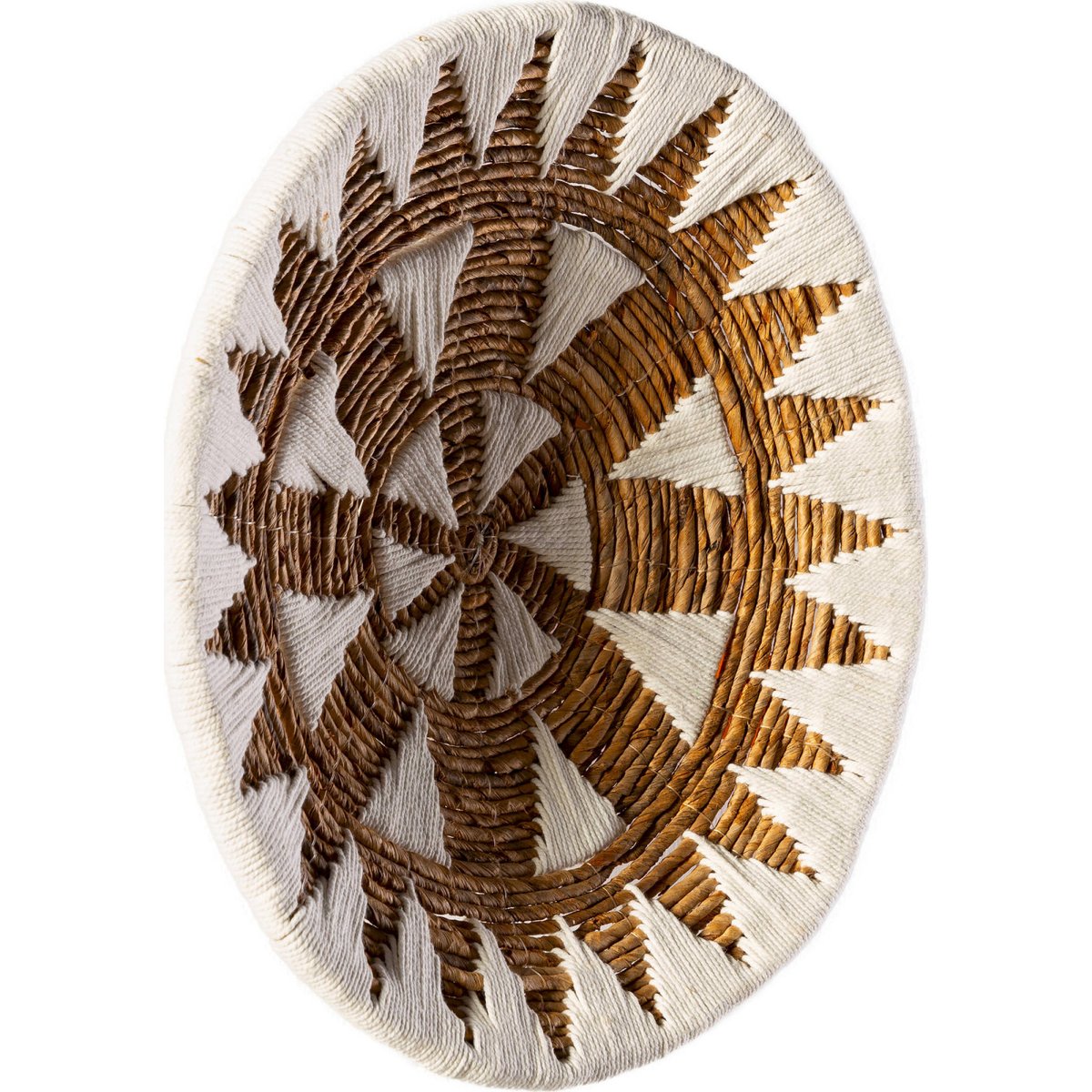 Ornement mural en fibre naturelle feuille de bananier beige naturel avec motifs blancs, RECOLLECTION