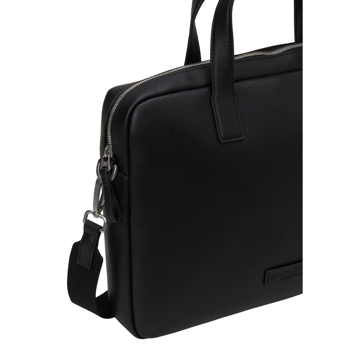 Sac d'affaires fabriqué à partir d'un substitut de cuir en polyester recyclé noir, MARC O'POLO