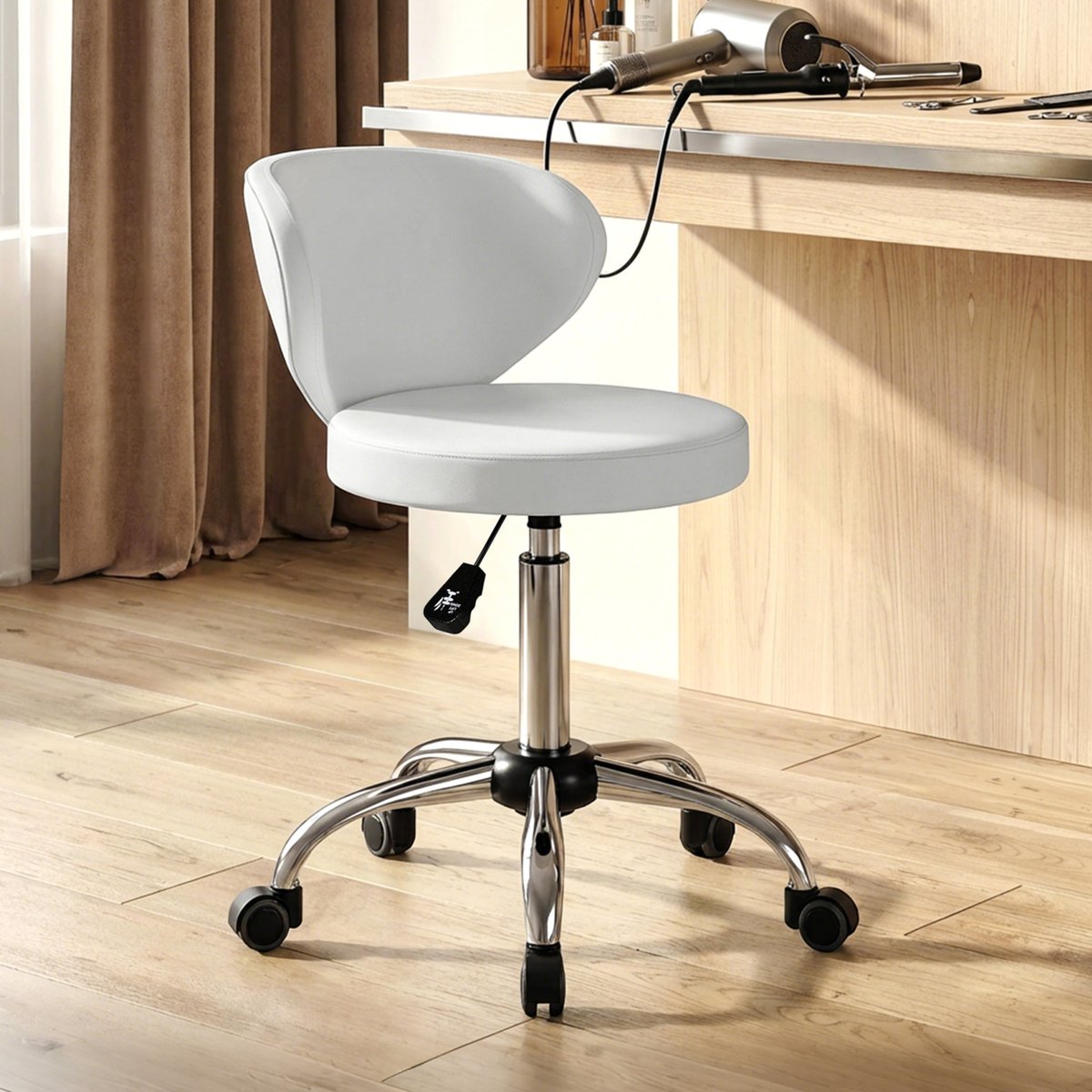 Tabouret de salon PU Blanc blanc, HOMCOM