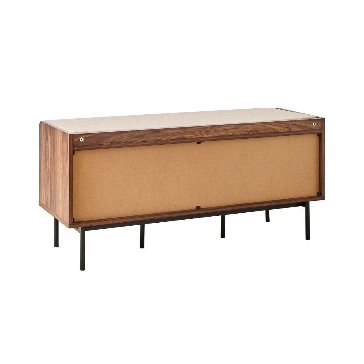 Banc d'entrée décor noyer 1 porte avec façade en tissu  JETSON bois foncé, CALICOSY