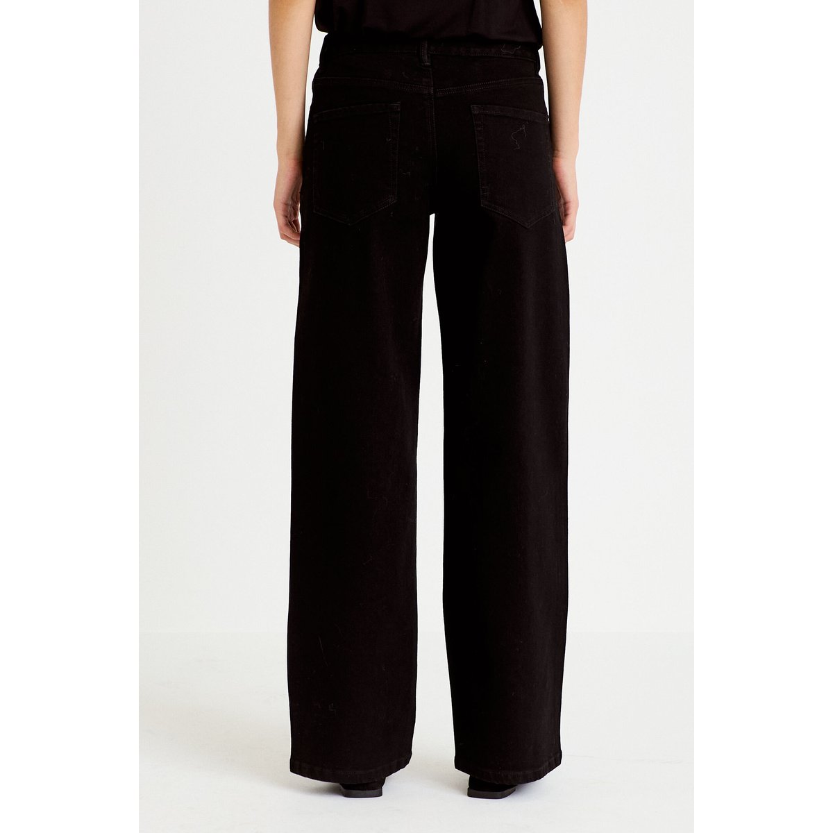 Jean wide leg taille basse strass noir, CACHE CACHE