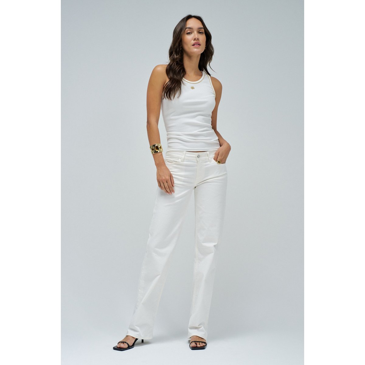 HAUT BASIQUE AVEC FILS Fil textile blanc, SALSA JEANS