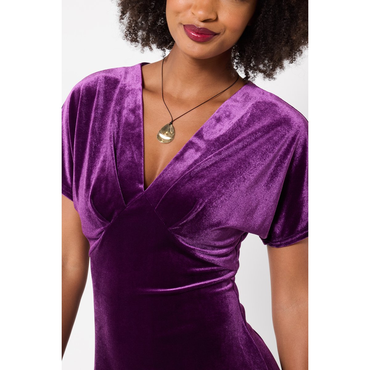 Robe Col V en Velours Bella violet, JOE BROWNS