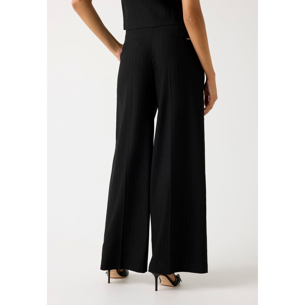 Pantalon Palazzo Fines Rayures noir, GUESS