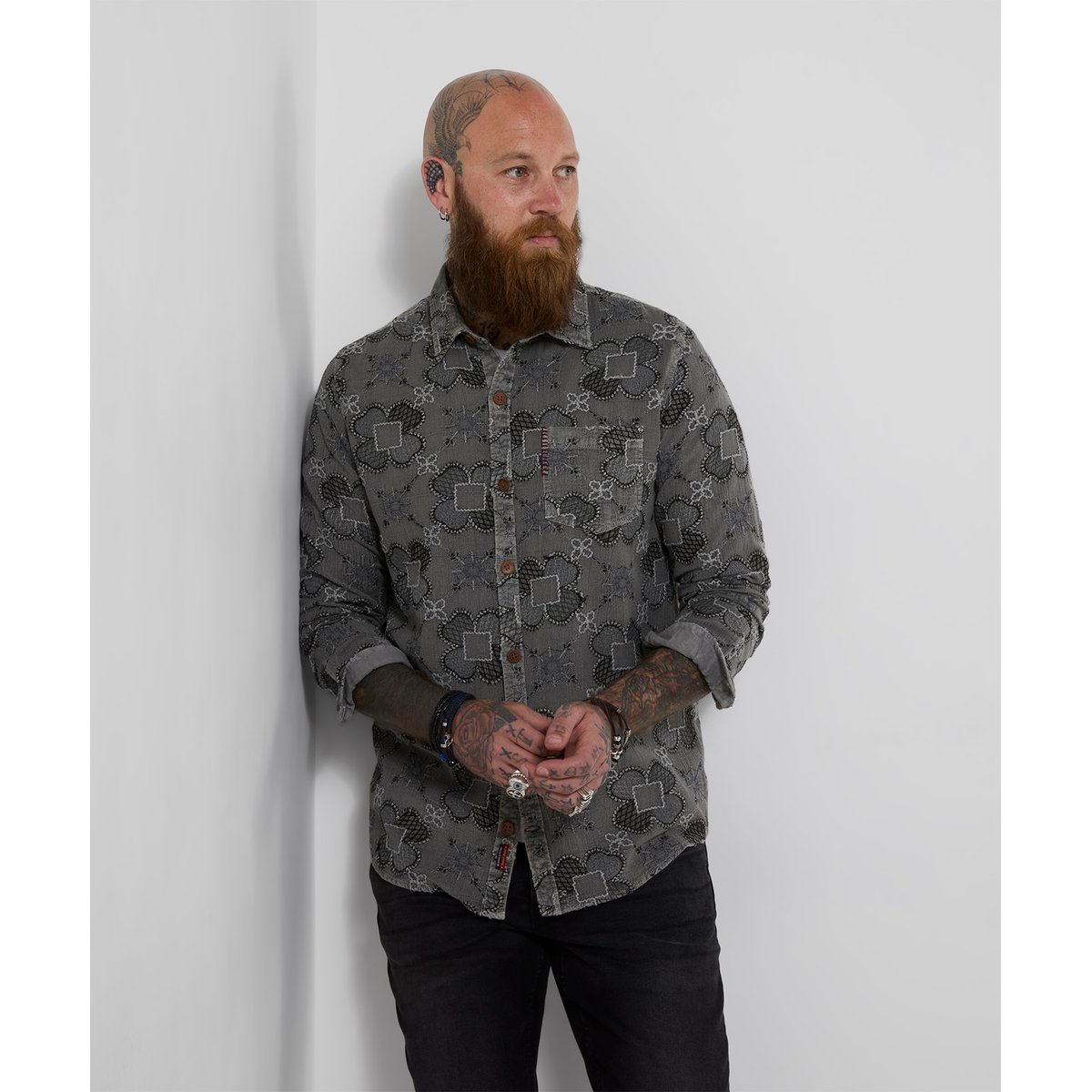 Chemise Brodée Enforcer gris, JOE BROWNS