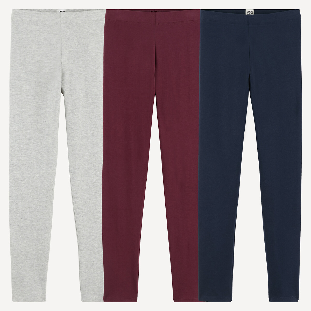 Lot de 3 leggings bleu marine + gris + bordeaux, LA REDOUTE COLLECTIONS