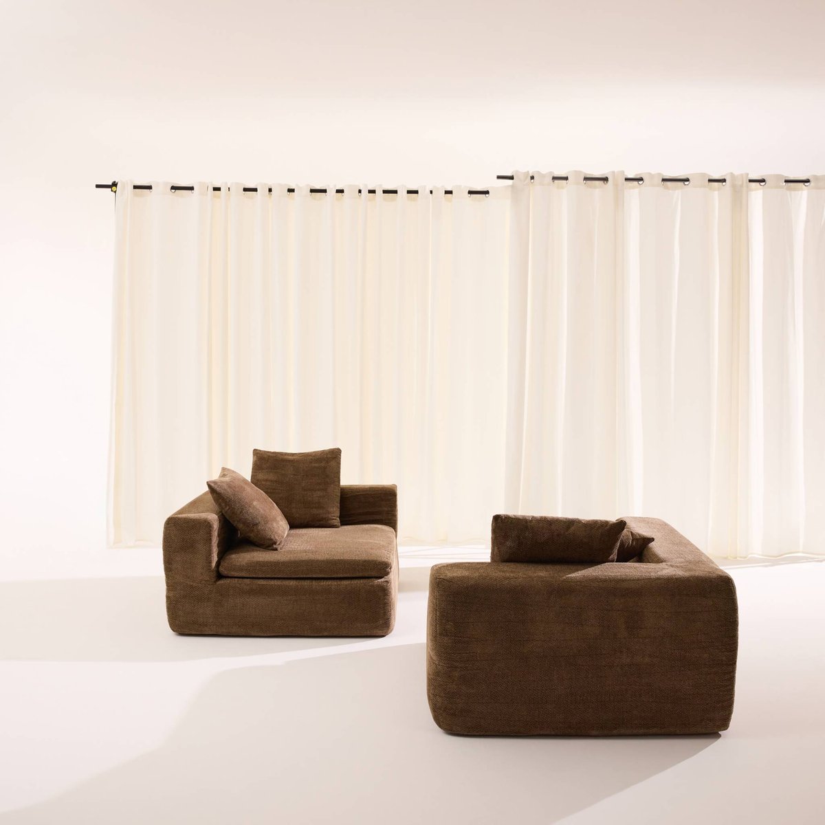 Canapé compressé modulable tissu chenille 3 places MOVI blanc, SWEEEK