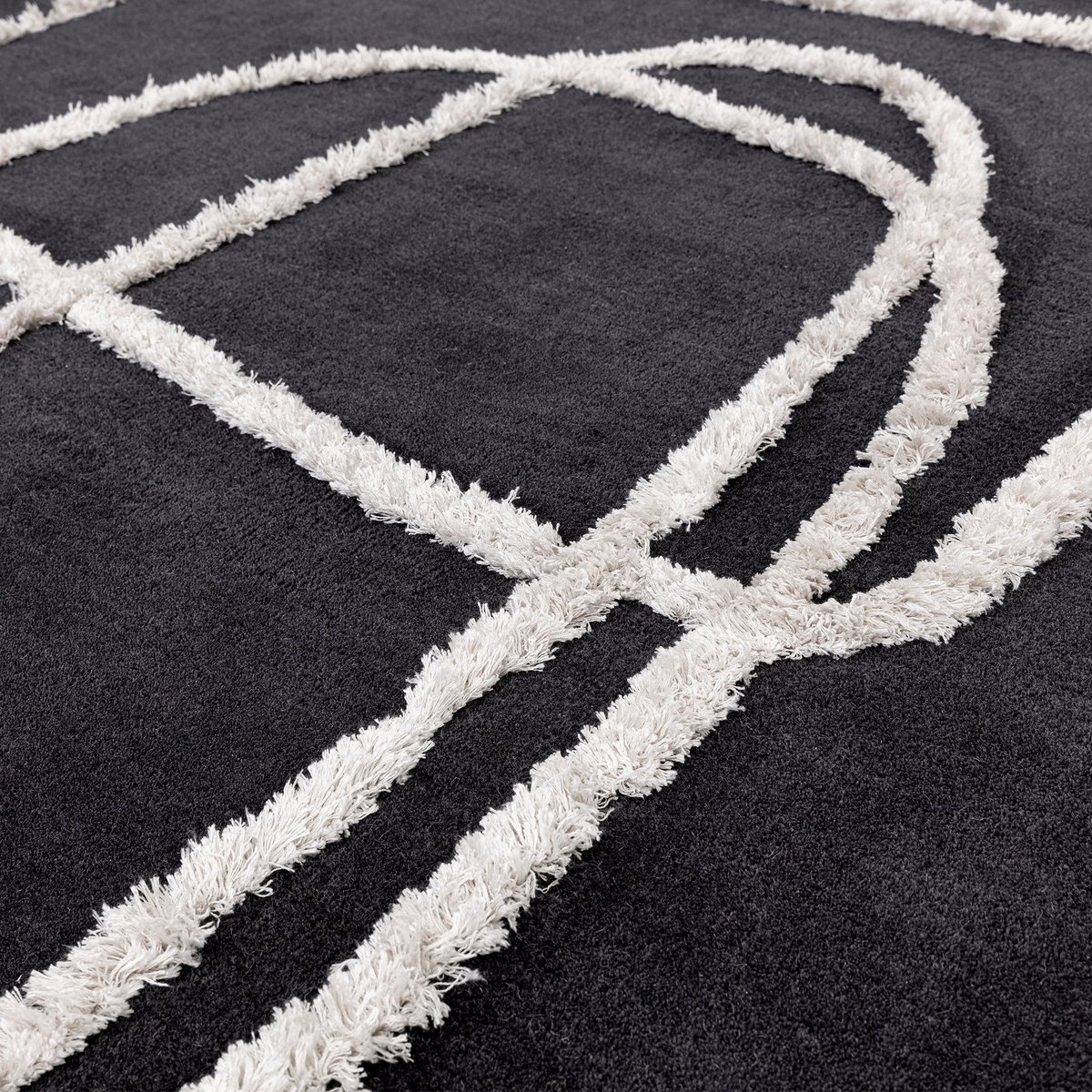 Tapis salon et chambre moderne en laine ETERNITY noir, NOVATREND