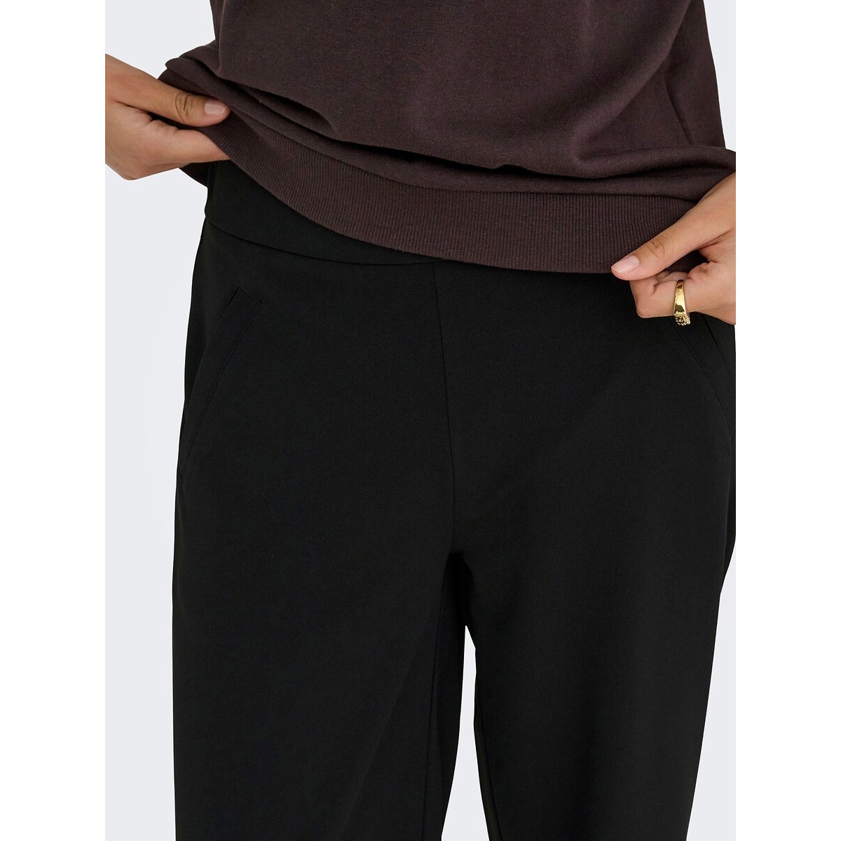 Pantalon large, taille haute noir, JDY