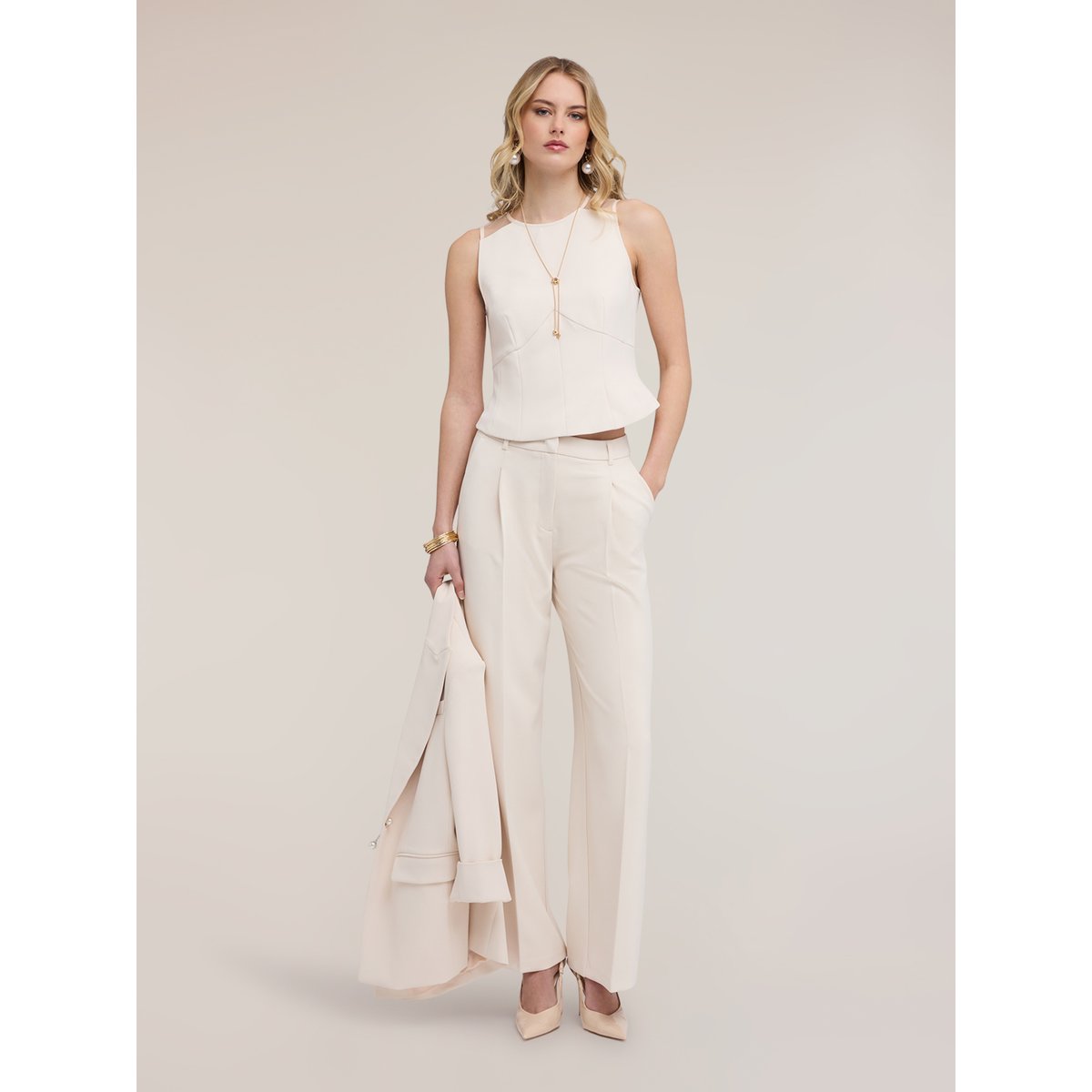 Top avec inserts beige, MOTIVI