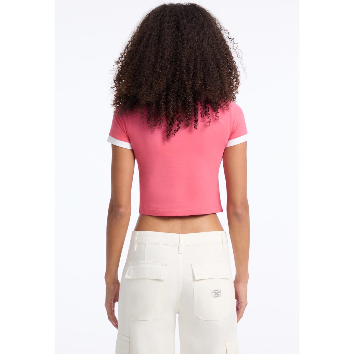 T-Shirt Crop Logo rose, GUESS JEANS
