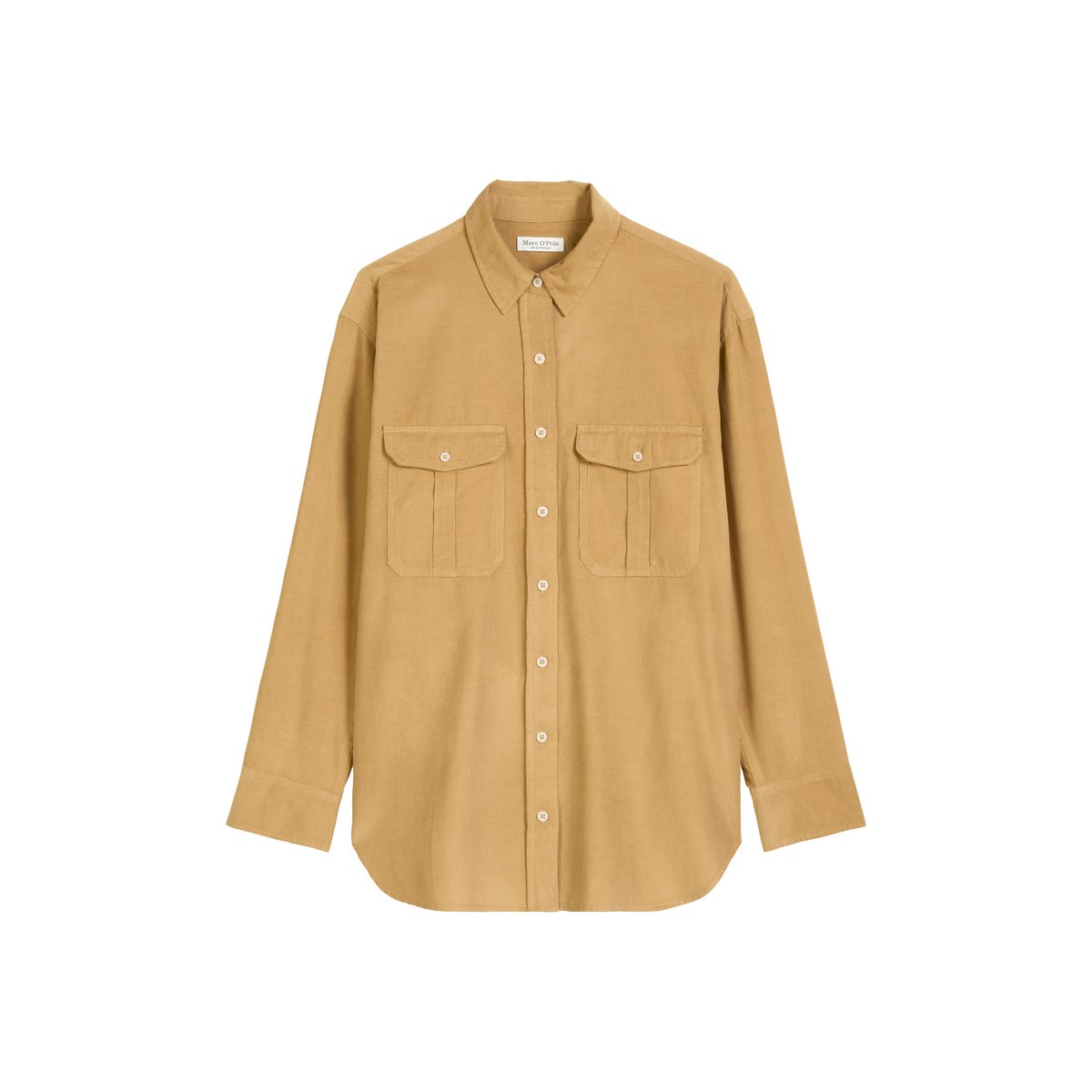 Blouse en velours côtelé fin relaxed en mélange de coton organique et de lyocell beige, MARC O'POLO