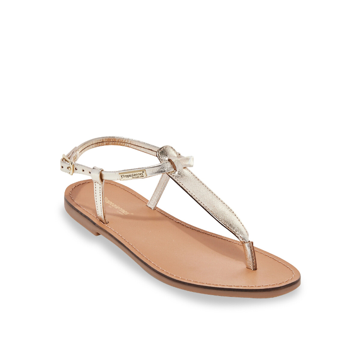 Sandales cuir entre-doigts Harvil or, LES TROPEZIENNES PAR M.BELARBI