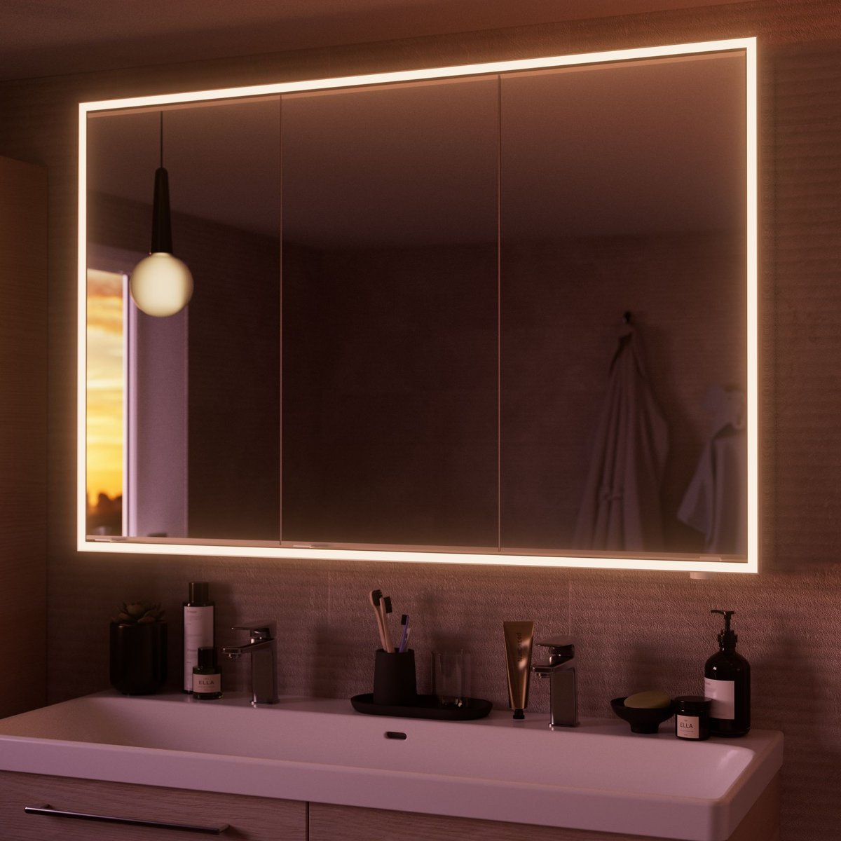 Armoire de toilette lumineuse LED, REMIX chromé, SENSEA