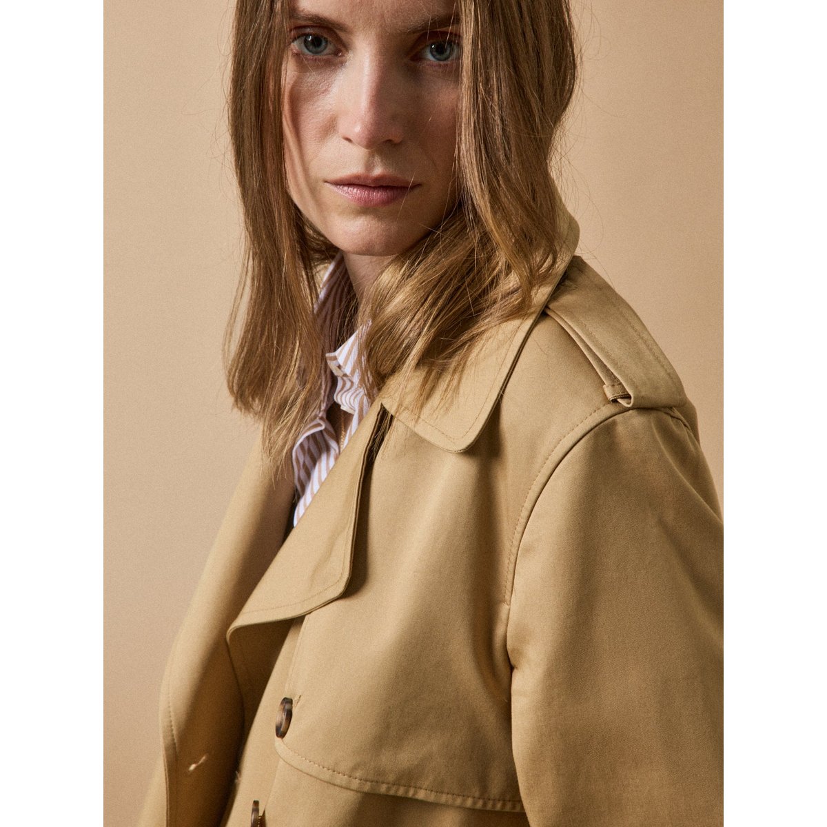 Trench long coton biologique beige, CYRILLUS
