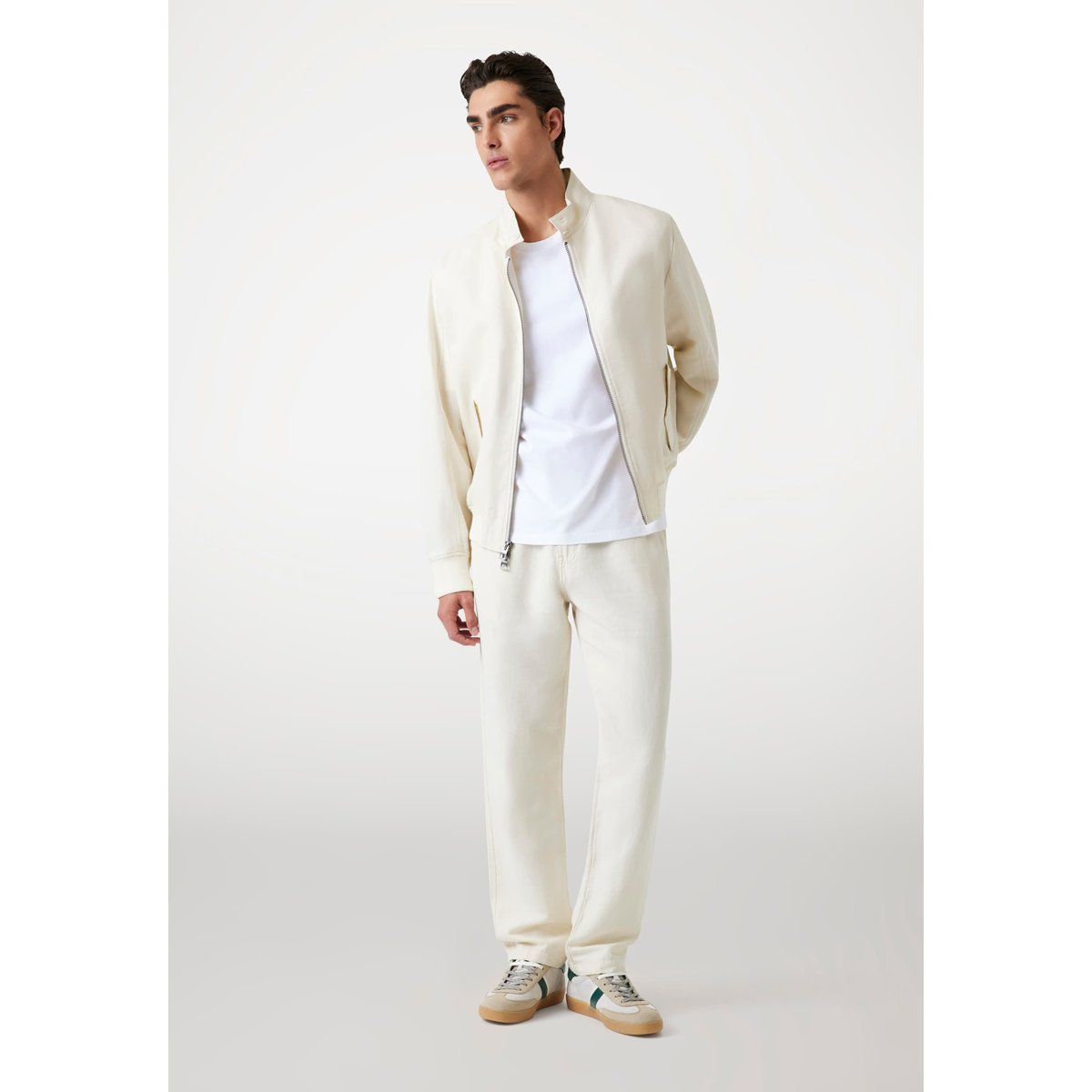 Pantalon Décontracté Lin Mélangé crème, GUESS