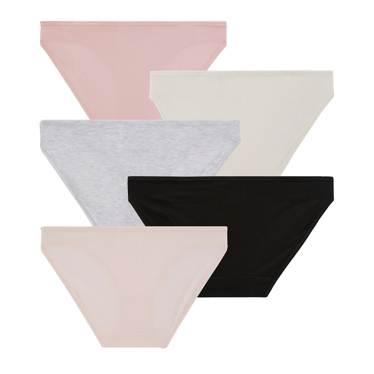 Set van 5 slips in katoen zwart, PETIT BATEAU