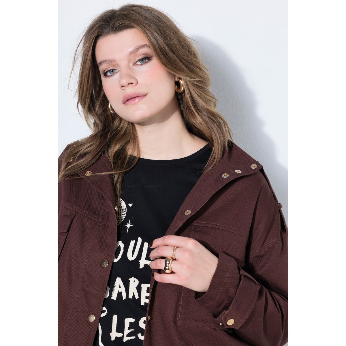 Veste utility oversize, grandes poches chocolat, STUDIO UNTOLD