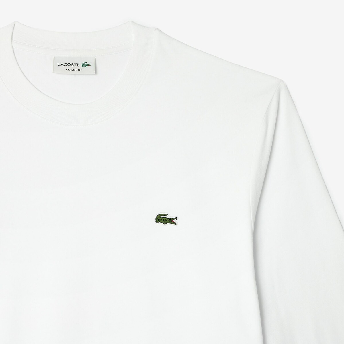 Camiseta de manga larga de algodón blanco, LACOSTE