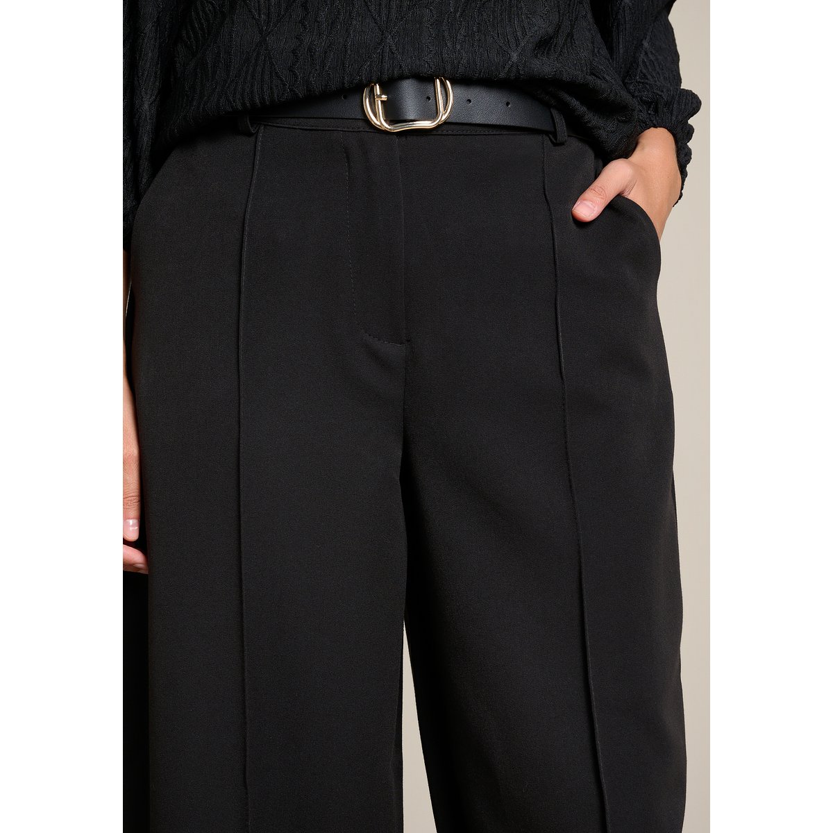 Pantalon barrel avec ceinture noir, LOLALIZA