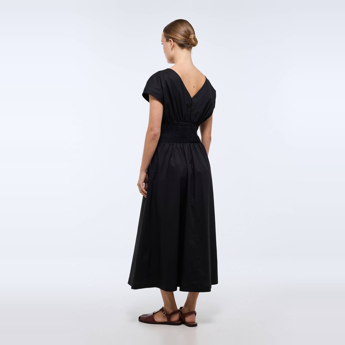 Robe midi cintrée en coton BIO GOTS noir, MONOPRIX