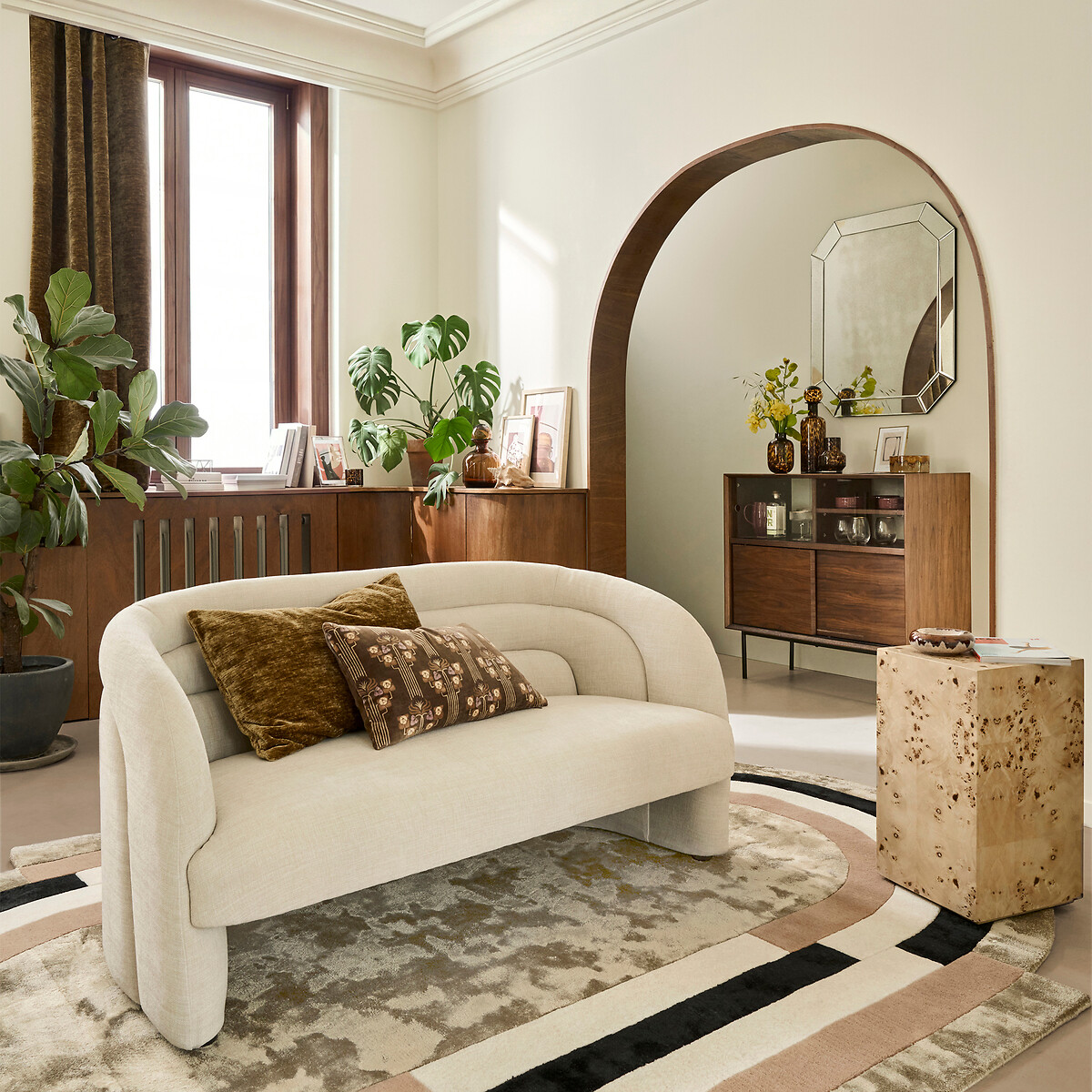 Canapé 2 places, en chenille fine, QUITY beige, LA REDOUTE INTERIEURS