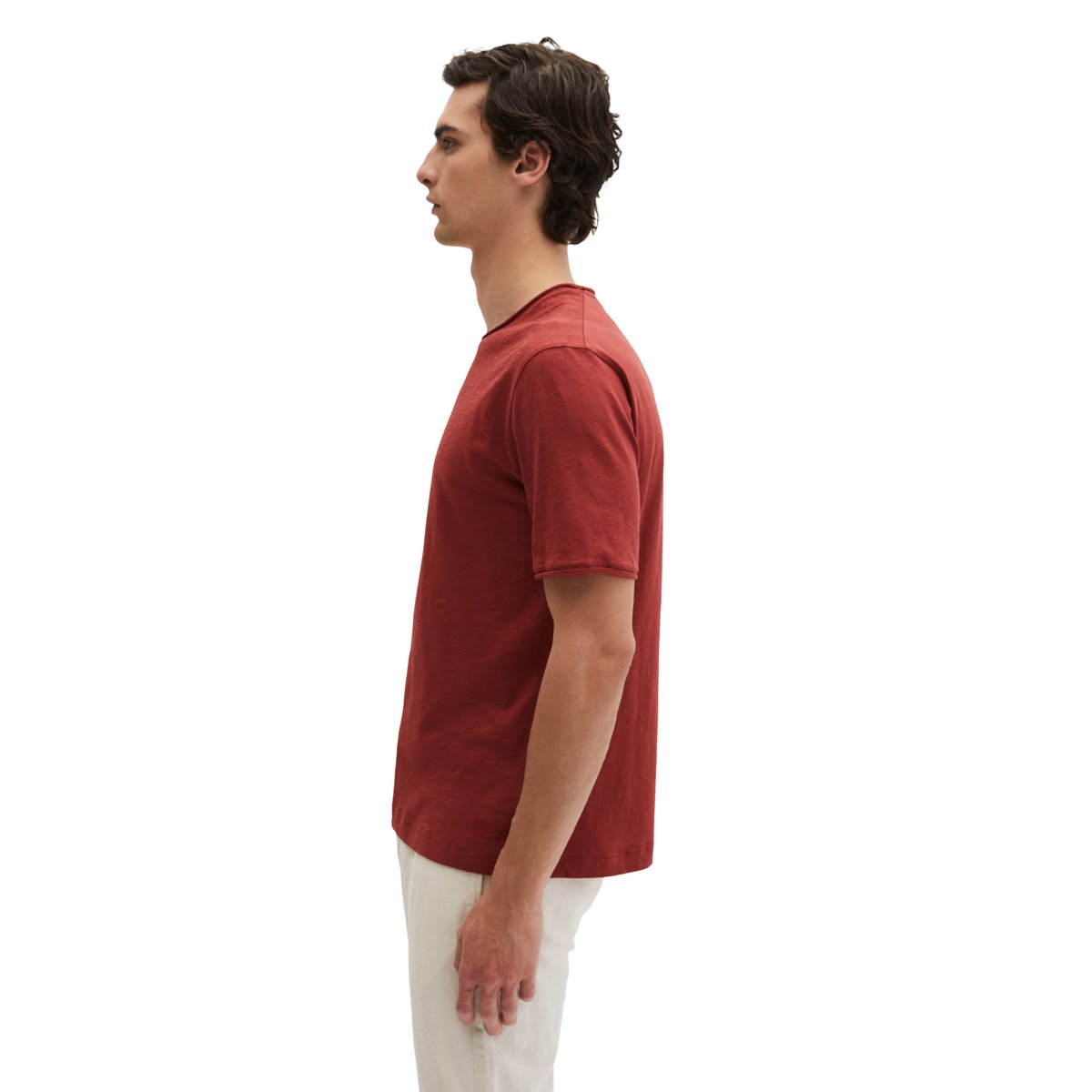 T-shirt regular en jersey slub doux rouge, MARC O'POLO