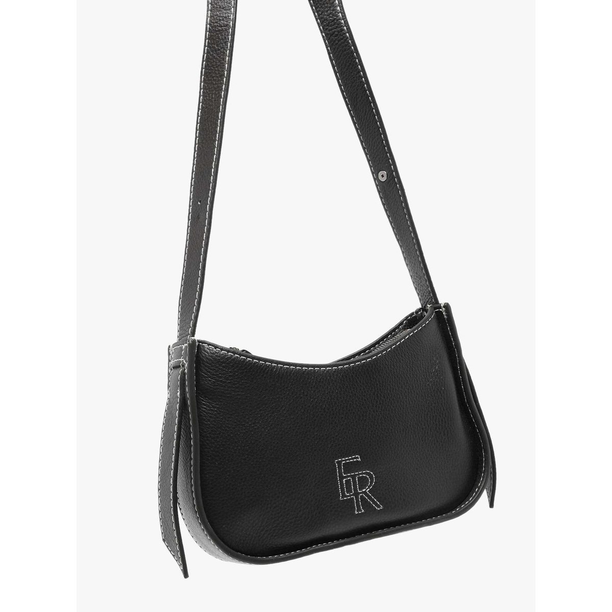 Sac bandoulière Foudre cuir noir, ETRIER