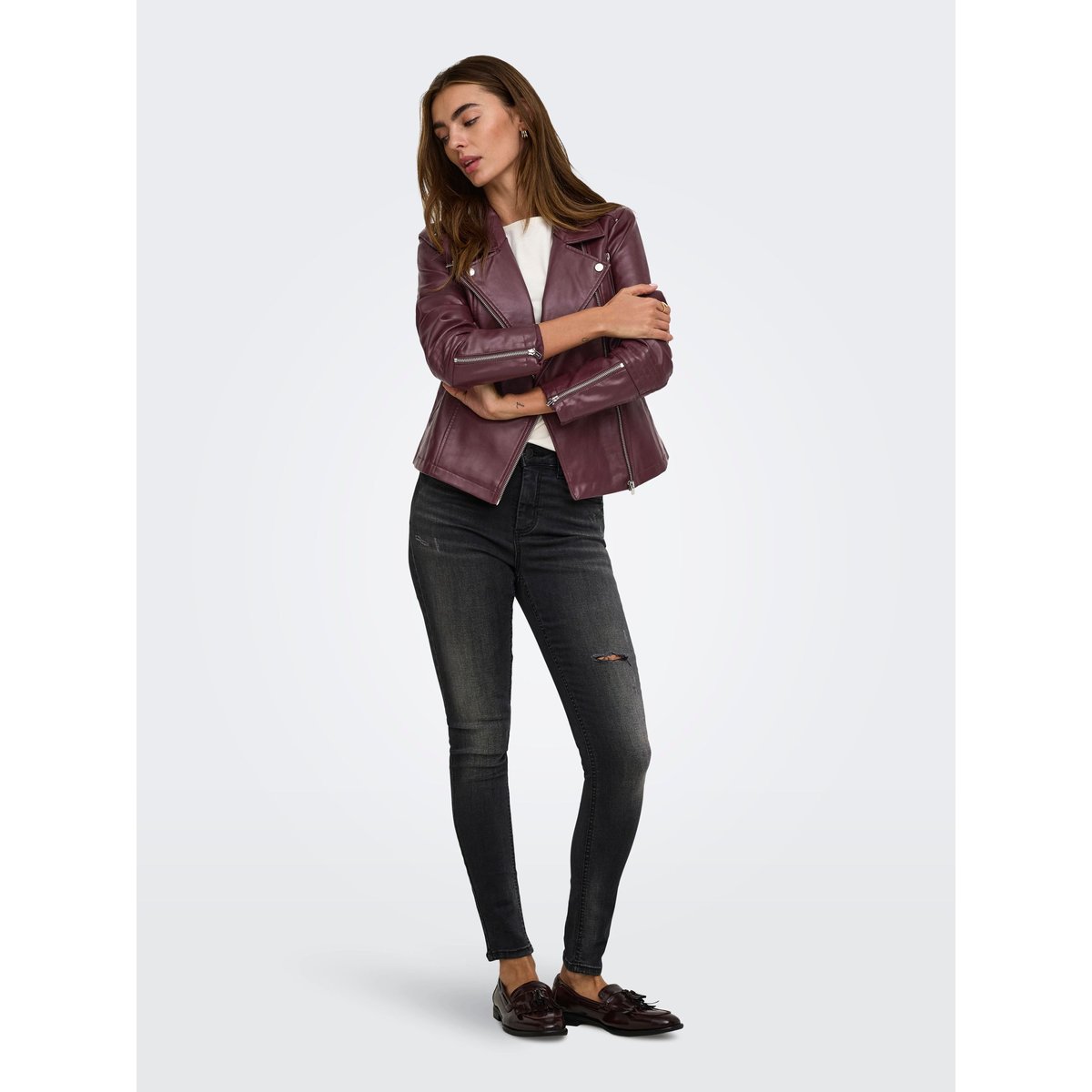 Blouson Court Fermeture Zippée decadent chocolate, ONLY